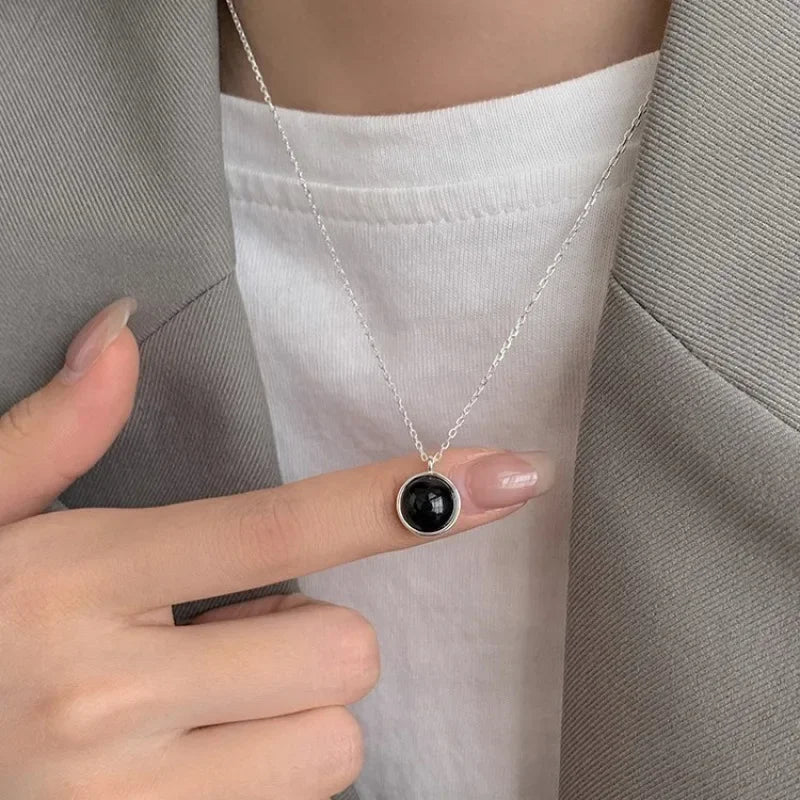 VENTFILLE 925 Sterling Silver Bead Geometry Necklace for Women Girl Korean Design Versatile Choker Jewelry - Visuel 7 | SAMAG