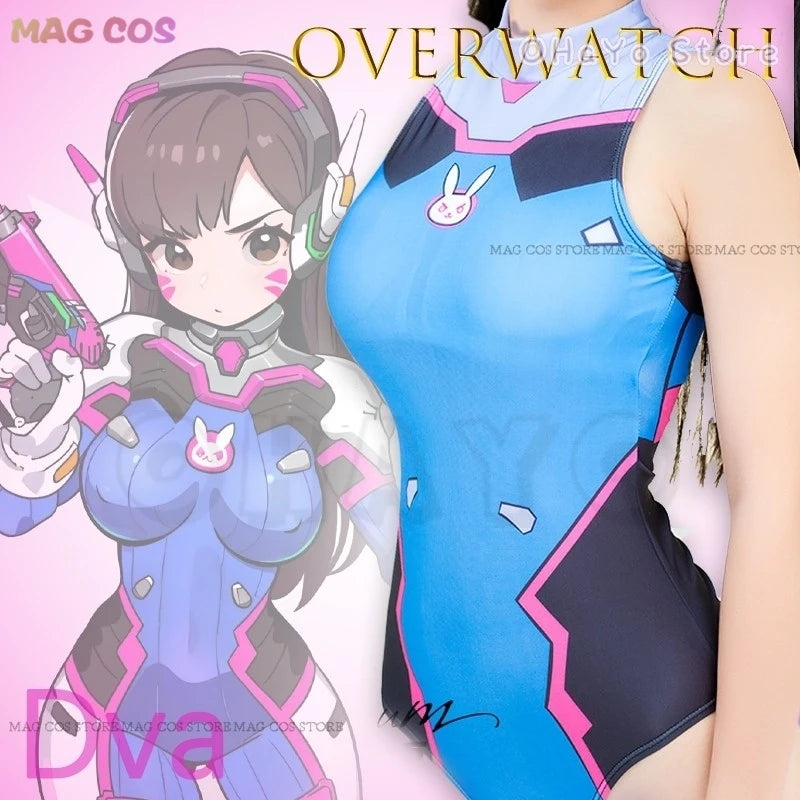Swimsuit Cosplay Costume Anime Overwatch DVa Game Mech Pilot Gamer Lingerie Role Play Gift for Couple