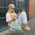 Korean Y2k Retro Pu Leather Large Capacity Handbag Mint Green Underarm Shoulder Bag Lipstick Wallet Storage Bags Woman Bag