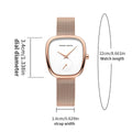 Local Shipping Women Watch With Stainless Steel Mesh Strap 34mm Rose Gold Dial Oval Clock Creative Timing - Visuel 6 | SAMAG