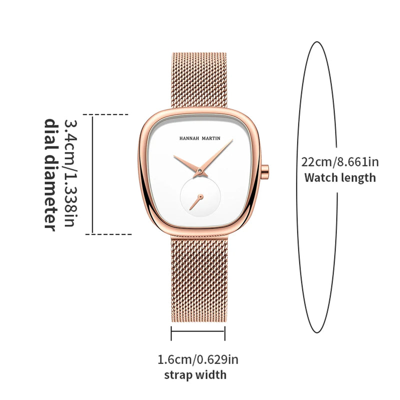 Local Shipping Women Watch With Stainless Steel Mesh Strap 34mm Rose Gold Dial Oval Clock Creative Timing - Visuel 6 | SAMAG