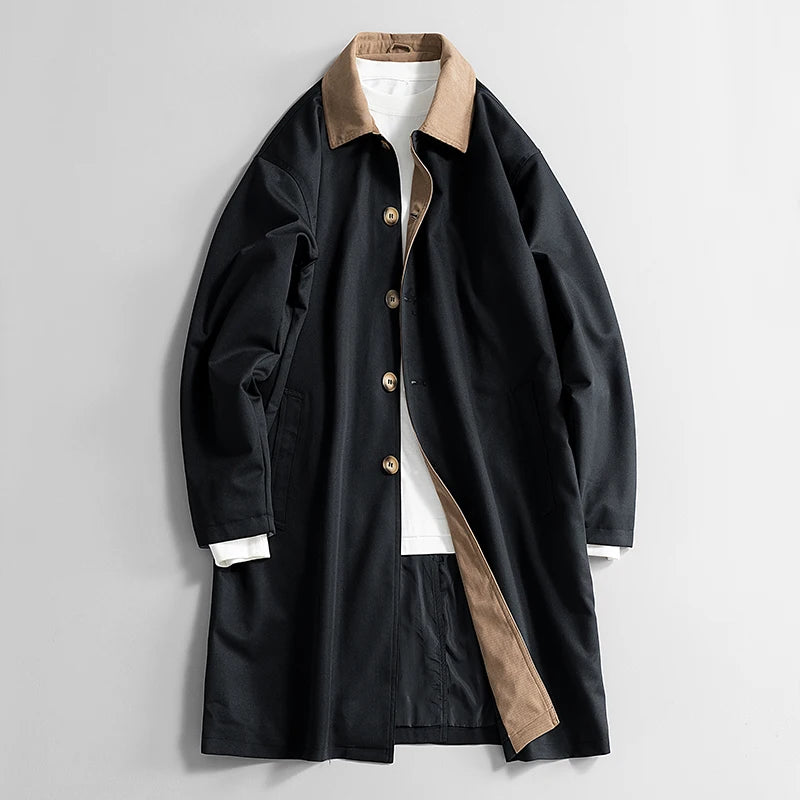 Plus Size 8XL Men Spring Trench Turn Down Collar Long Windbreaker Jacket Male Oversize Big Large Windproof Coat Autumn Outwear