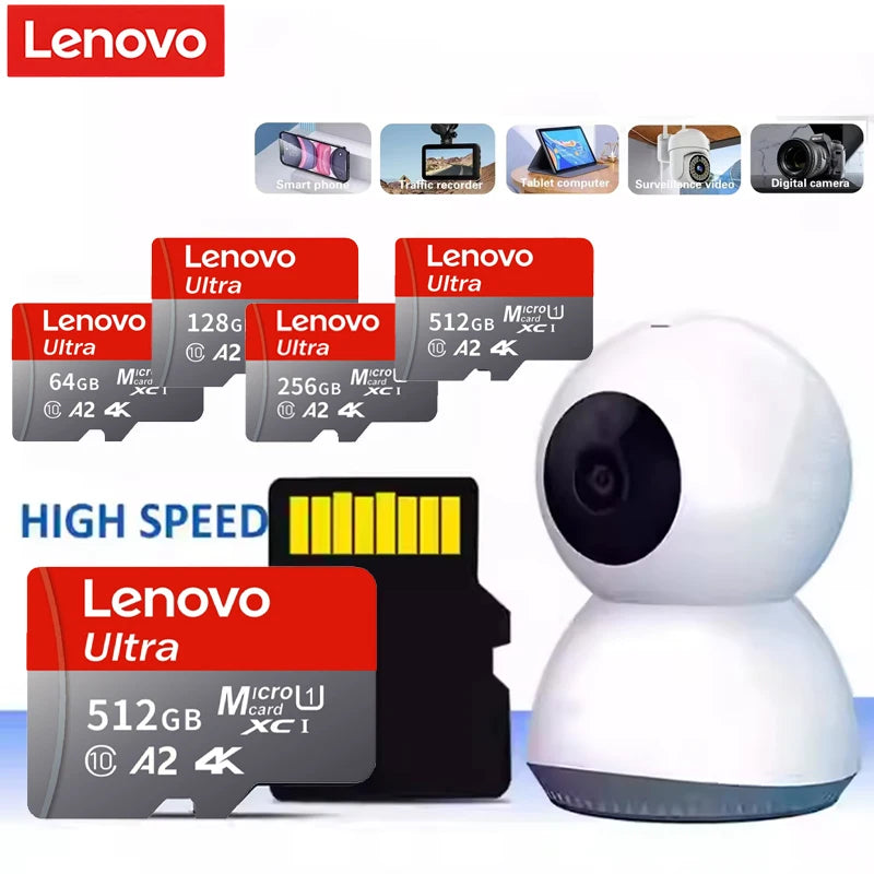 Lenovo SD Card 128GB TF Flash Card V30 U3 Mini SD/TF Card 512GB 256GB High Speed Memory Card For Computer DJI Drone Camera