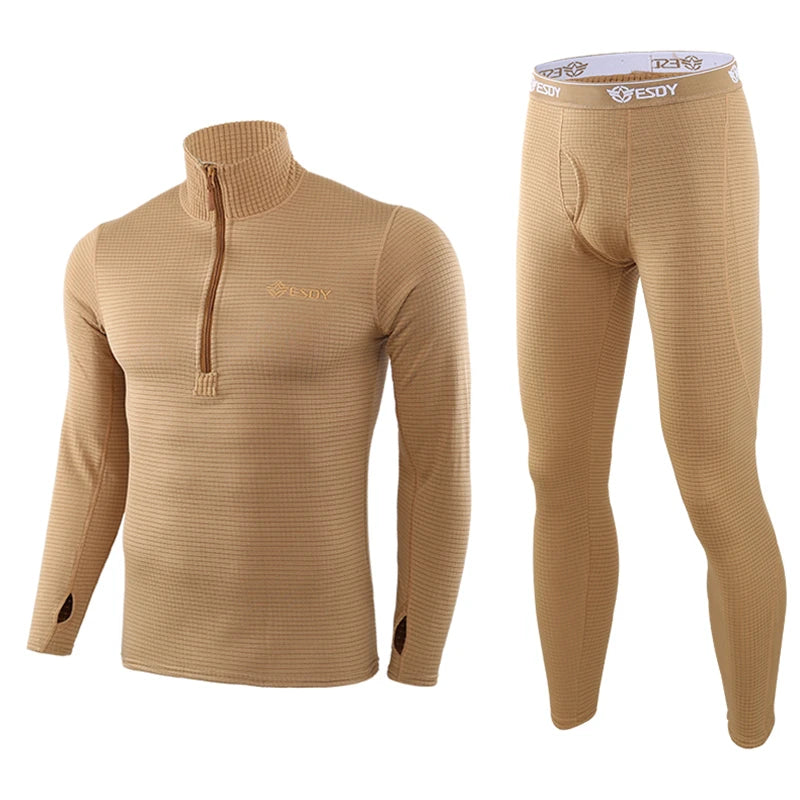 Winter Thick Warm Thermal Underwear Sets Men Compression Fleece Sweat Quick Drying Thermo Long Johns Military Army Clothing
