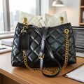 European style this year's new high-end women's diamond grid chain bag versatile for work, black single shoulder crossbody bag