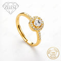 925 Silver 18K Gold Plated Luxury Round Zirconia Ring Women Fashion Party Favor Accessories Jewelry | SAMAG