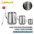 Milk Frother Jug Stainless Steel Container 100ML 350ML 600ML Frothing Pitcher Coffee Cups Latte Barista Espresso Maker Accessory