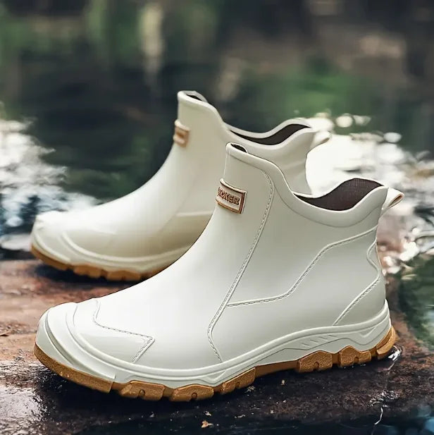 Men's Ankle Rain Boots Outdoor Waterproof  Men Rain Shoes Anti-Slip Wear-resistant Men Kitchen Water Shoes Fishing Rubber Shoes