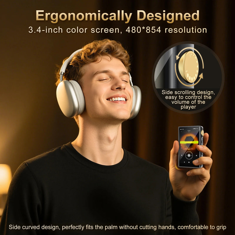Hi Fi MP3 Player with Bluetooth and WiFi, Android 12, Lossless DSD High-Resolution Digital Audio, 32GB/80GB Memory, up to 512GB