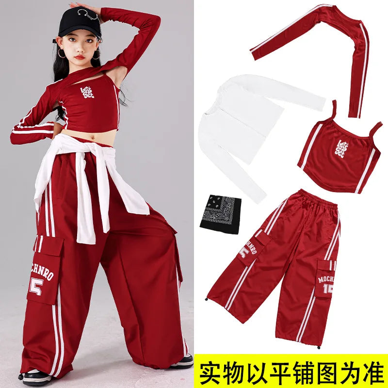 Girls K - pop Crop Top Joggers Cargo Pants Children Hip Hop - View 14 | SAMAG