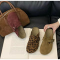 New Classic Women's Leopard Closed Toe Cork Flats Slippers Ladies Leopard Cork Slippers Camo Mule Clogs Shoes  Zapatos De Mujer