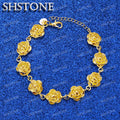 SHSTONE 18K Gold Lotus Flower Link Bracelets For Woman Party Wedding Engagement Christmas Birthday Fashion Jewelry Lady Gift