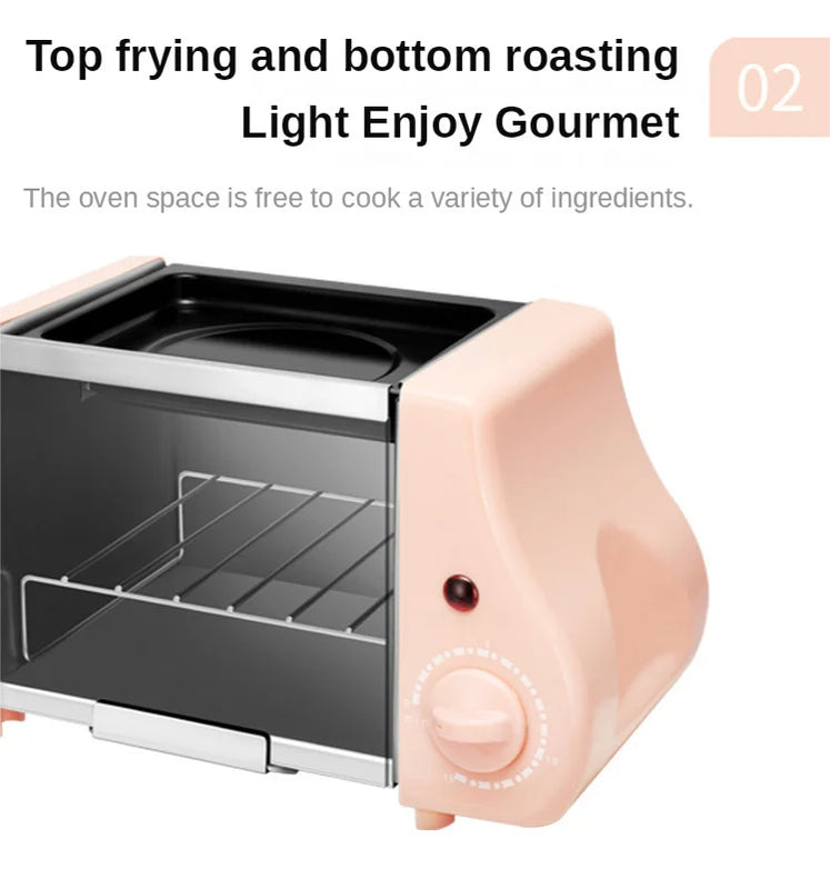 Multifunction Mini Electric Baking Bakery Roast Oven Grill Fried Eggs Omelette Frying Pan Breakfast Machine Bread Maker Toaster