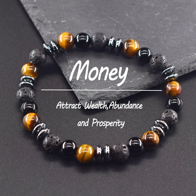 Attract Wealth Abundance and Prosperity Natural Yellow Tiger Eye Stone Beads Bracelet Men Women Bring Money for You | SAMAG