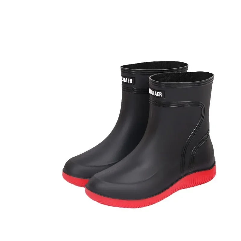 Waterproof Men's Rain Boots 2025 Thickened Warm EVA Sole Plastic Upper Short Toe-Cap Rain Shoes for Kitchen Construction Fishing