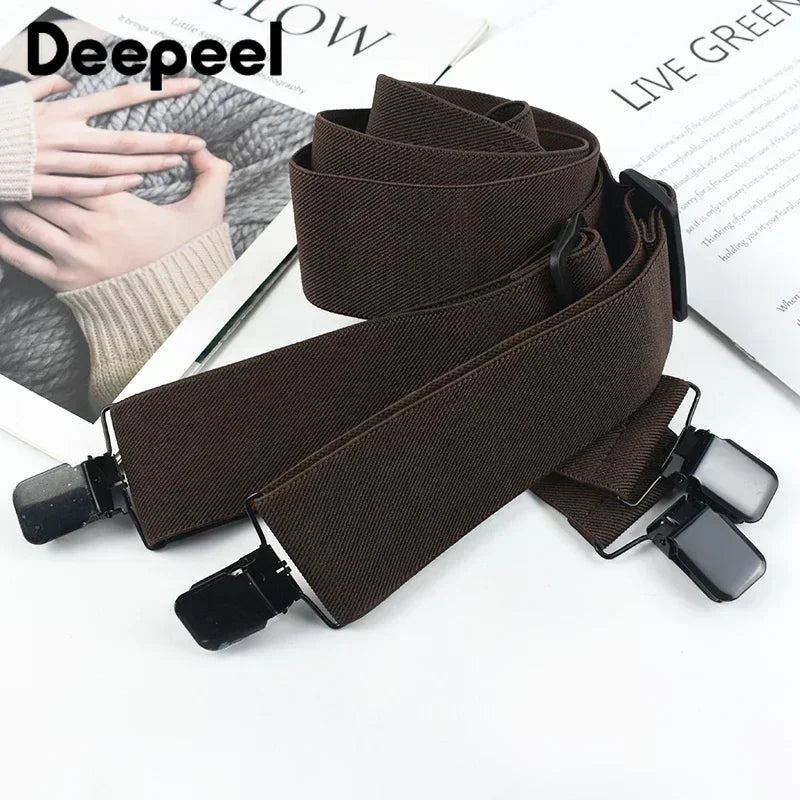 Deepeel Fashion 5cm Wide Adults Men's Suspenders Adjust Elastic Strap X - type 4 Clips Male Braces Harness - Visuel 4 | SAMAG