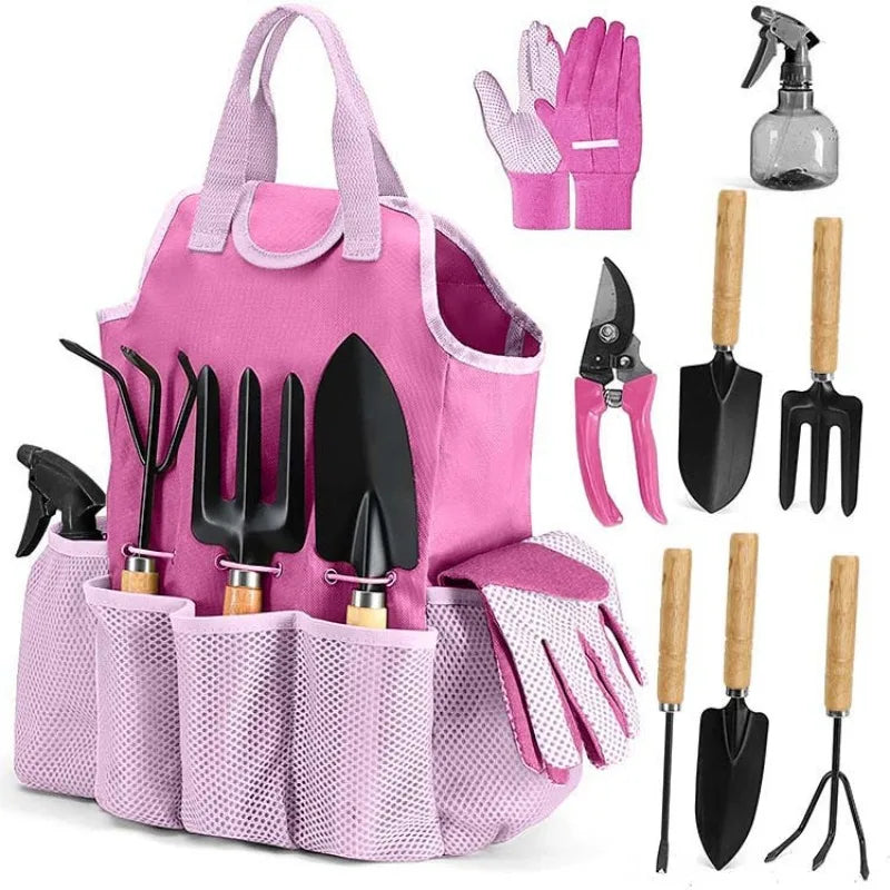 9 Piece Outdoor Garden Tool Kit Set Scissors Included Gift for Gardeners Durable Stainless Steel with Ergonomic Handles