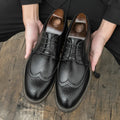 Handmade Mens Wingtip Oxford Shoes Grey Leather Brogue Men's Dress Shoes Classic Business Formal Shoe for Men Chaussure Hommes