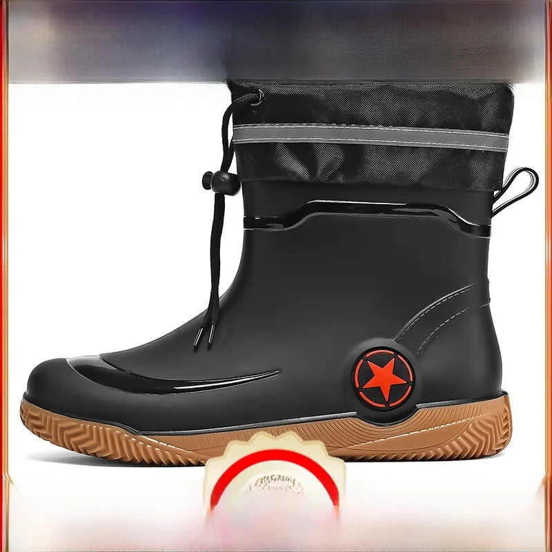 Men's Rain Boots 2026 New Summer Kitchen Work Delivery Rider Slip-Resistant Waterproof Fishing Large Size Water Shoes