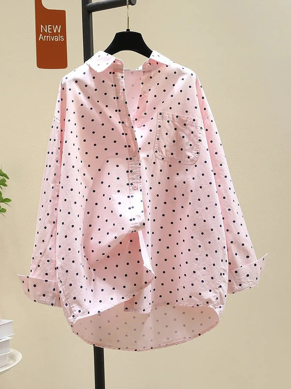 Pure Cotton Cute Dot Shirt Women Fall Long Sleeve Fashion - View 5 | SAMAG