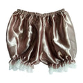 Women Imitation Silk Bloomers Lace Trim Panties Victorian Pumpkin Shorts