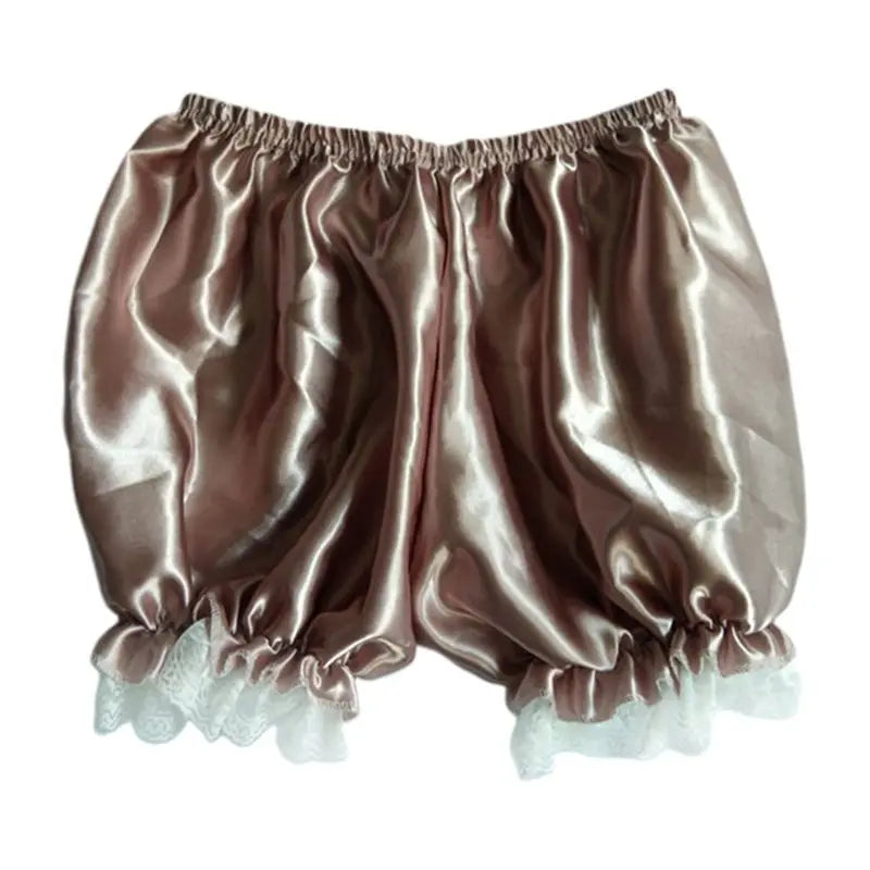 Women Imitation Silk Bloomers Lace Trim Panties Victorian Pumpkin Shorts
