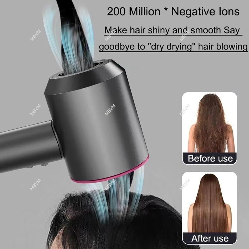 7 in 1 Hair Dryer Professional with Cold Hot Air Functionality Negative Lon Blow Quick Dry Leafless Salon Home Hairdryer