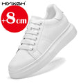 New men's leather elevator shoes 6 cm 8 cm invisible height increase white black sneakers leather height increase casual shoes