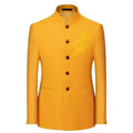 Chinese Stand Collar Men Blazer, Korean Style Solid Casual Suit Jacket, Fashion Slim Fit Dress Coat, Yellow,Burgundy,White,Black