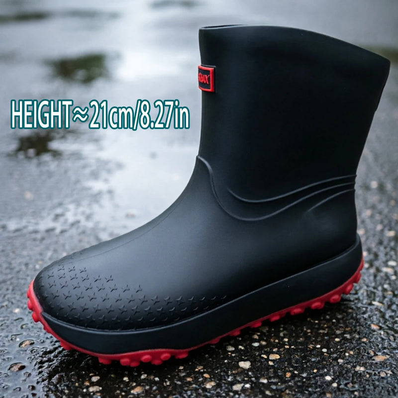 Men's Workwear Style Rain Boots High-Quality for Outdoor Work Commuting Fishing Kitchen Use