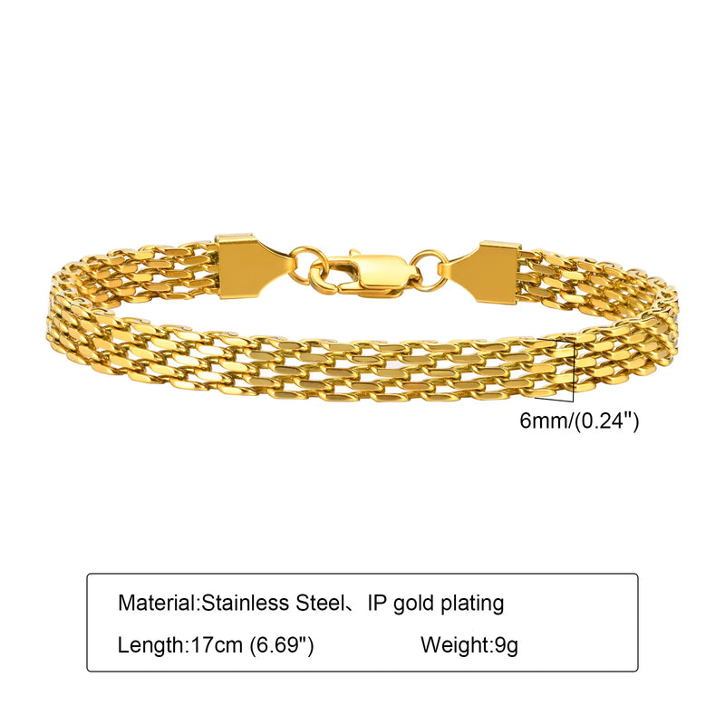 Waterproof Stainless Steel Chain Bracelets For Women, Gold Plated Fashion Stackable Link Gifts - Visuel 12 | SAMAG