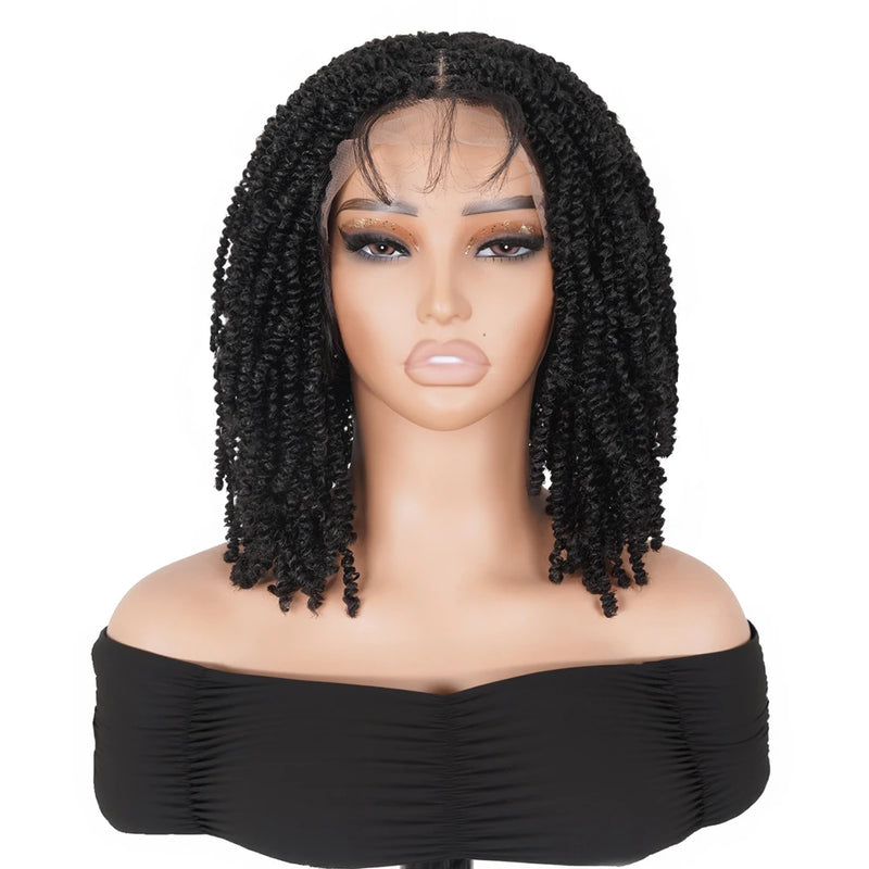 99J Burgundy Knotless Box Braided Wig Synthetic Full Lace Front Braids Wig With Baby Hair Short Bob Braided Wigs for Black Women