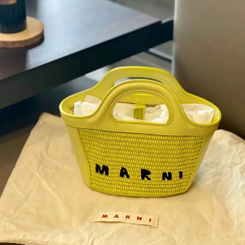Elegant Mini Tote Bag with Leather Edges & Unique Cutout Handle