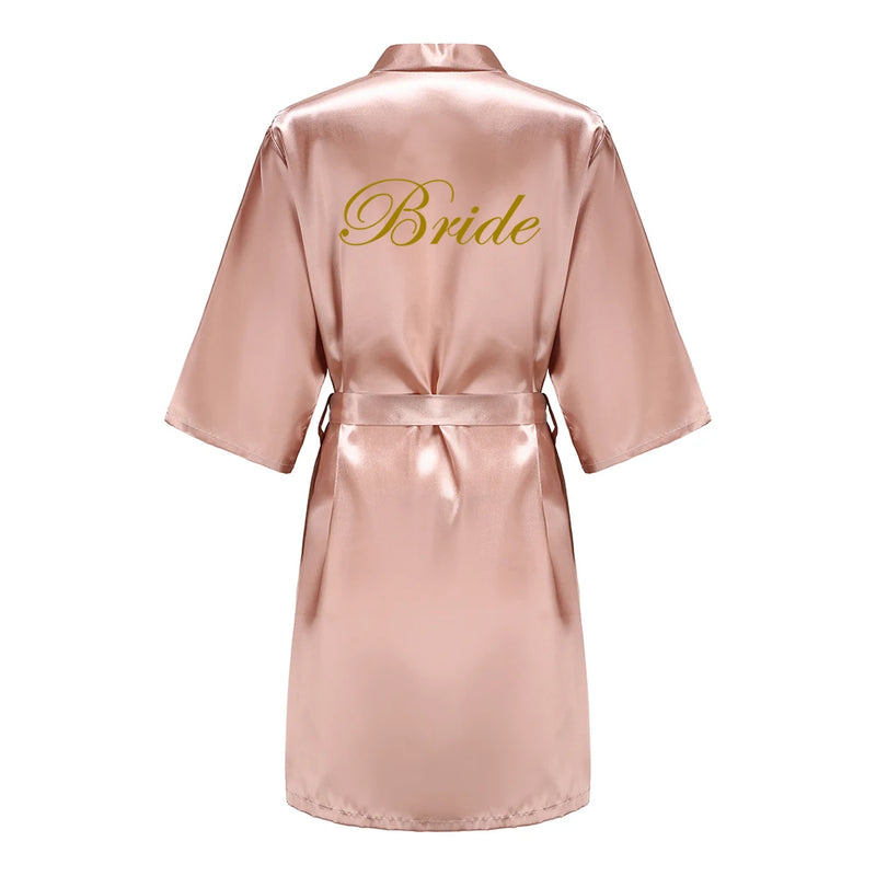 Rose Gold Kimono Satin Women Bathrobe Wedding Sister | SAMAG