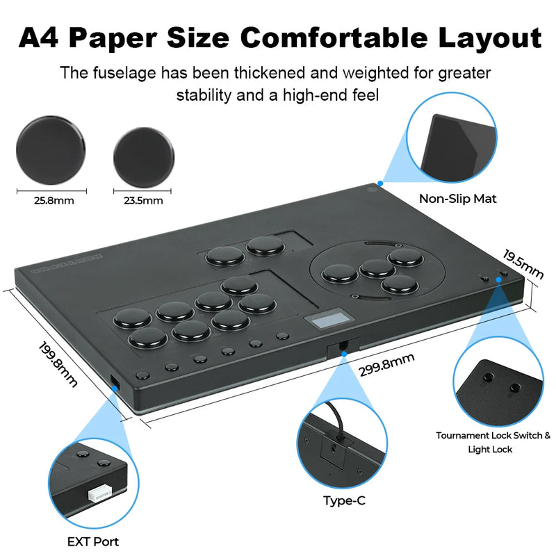 Haute42 X-Move Aluminium Alloy Hitbox Leverless Controller Stickless Fightstick For PC/PS4/PS5 Arcade Game Controller Joystick