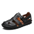Men's Genuine Leather Sandals 2026 Summer Anti-slip Outdoor Beach Shoes Toe Cap Top Layer Cowhide Men Sandals Large Size 38-48