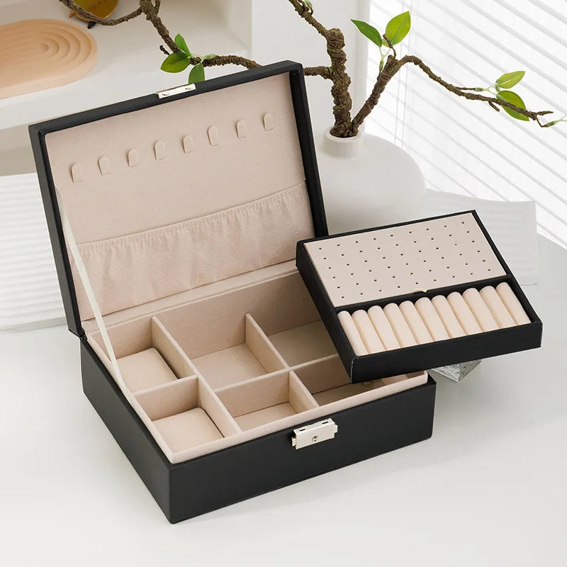 Double - layer Wooden Jewlery Box Ring Jewelry Boxes and Packaging with PU Leather Storage Organizer and - Visuel 13 | SAMAG