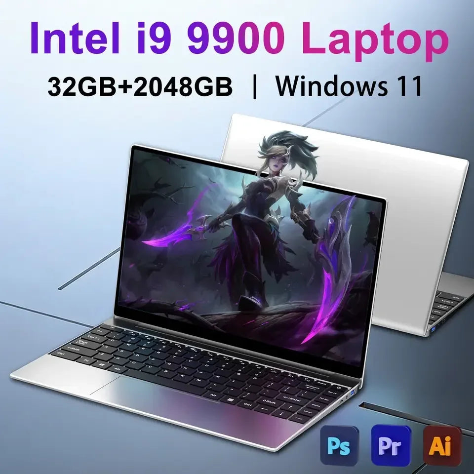 New Ultra Slim 14.1 Inch Laptop Intel Core I9-9900 32GB RAM 2TB SSD for Gaming Office Study Windows 11 pro FHD 1920*1080