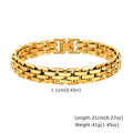 Gold Color Men's Chain Bracelet, Hip Hop Stainless Steel Chunky Wristband, Rock Punk Jewelry Gift for Dad - Visuel 7 | SAMAG