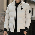 New Autumn Winter Men's Casual Down Jacket Outdoor Fashionable Stand Collar Short Warm Printed Zipper Coat Streetwear Parkas