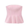Women Sexy Fashion Strapless Peplum Bustier Tops Straight Neck Side Zipper Female Camis Mujer