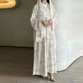 Horetong Muslim Abaya Robe Women Marble Print Chiffon V | SAMAG