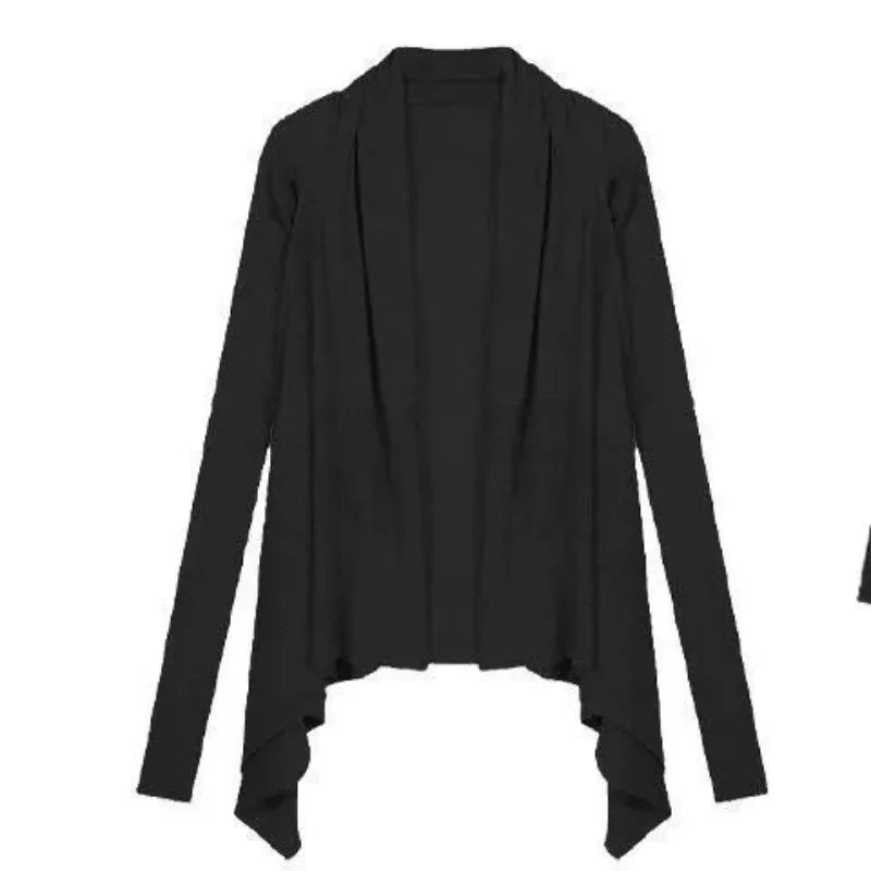 Korean Irregular Black Cardigan Two Piece Sets Style Women's Vest Y2k 2025 Long Sleeve Loose Knitted Tops Pull Femme