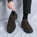 Fashion New Low Heels Pointed Suede Leather Brogue Oxford Shoes New Bussiness Thick Soled Causal Soft Daily Male Footwear Shoes