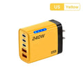 5 IN 1 GaN Desktop Charger For IPhone17 16Pro Laptop Samsung 240W Fast Charging Adapter 10A USB To Type-C Cable 3PD 2USB Charger