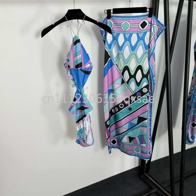 Women's Scarf Swimsuits with Letter Signature Logo Lady | SAMAG