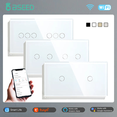 BSEED WIFI Double Light Switches 2/4/6 Gang 1/2/3 Way | SAMAG