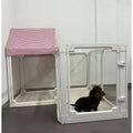 DIY Dog Playpen Puppy Cat Rabbit Ferret Transparent Pet Pen Easy Assemble Whelp Crate Kennel Cage Enclosure with Wheels