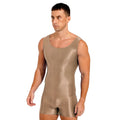 Swimwear Mens Glossy Stretchy Swimsuit U Neck Tank Leotard Jumpsuit Bodysuit Mankini Bodybuilding Fitness Exercise Swimming Suit