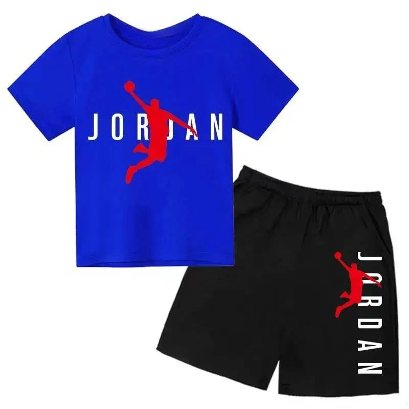 Summer Brand Letter Print Short Sleeve Kid T - shirt+shorts - View 3 | SAMAG